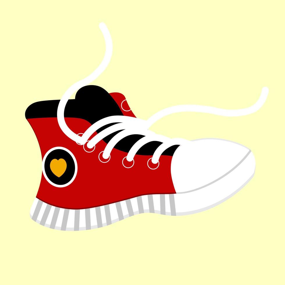 Schuhe im Stil der 90er. Turnschuhe rote Turnschuhe. Vektor isolierte Abbildung auf weißem Hintergrund.