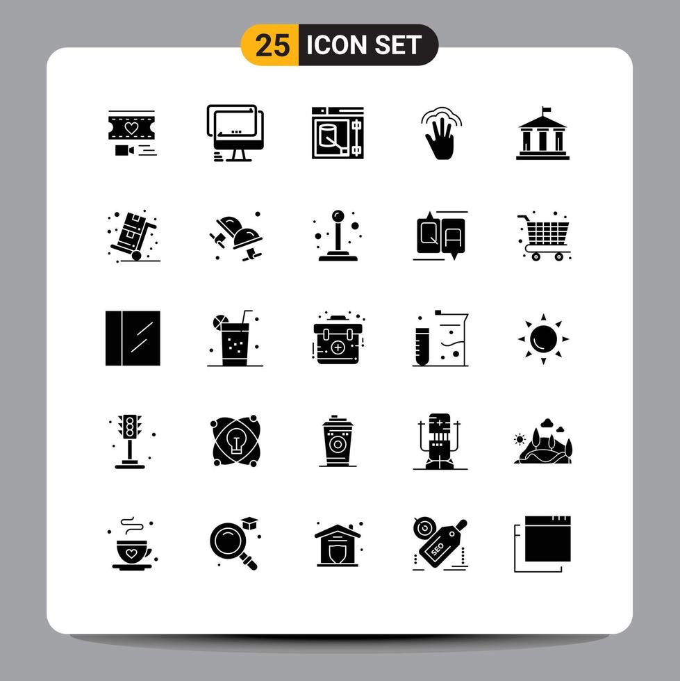 Stock Vector Icon Pack mit 25 Zeilen Zeichen und Symbolen für mehrere Touch-Hand-PC-Gesten Web-editierbare Vektordesign-Elemente