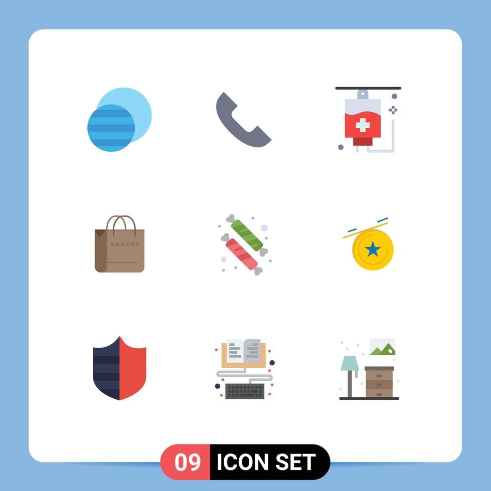 uppsättning av 9 modern ui ikoner symboler tecken för efterrätt godis sjukvård affär handväska redigerbar vektor design element
