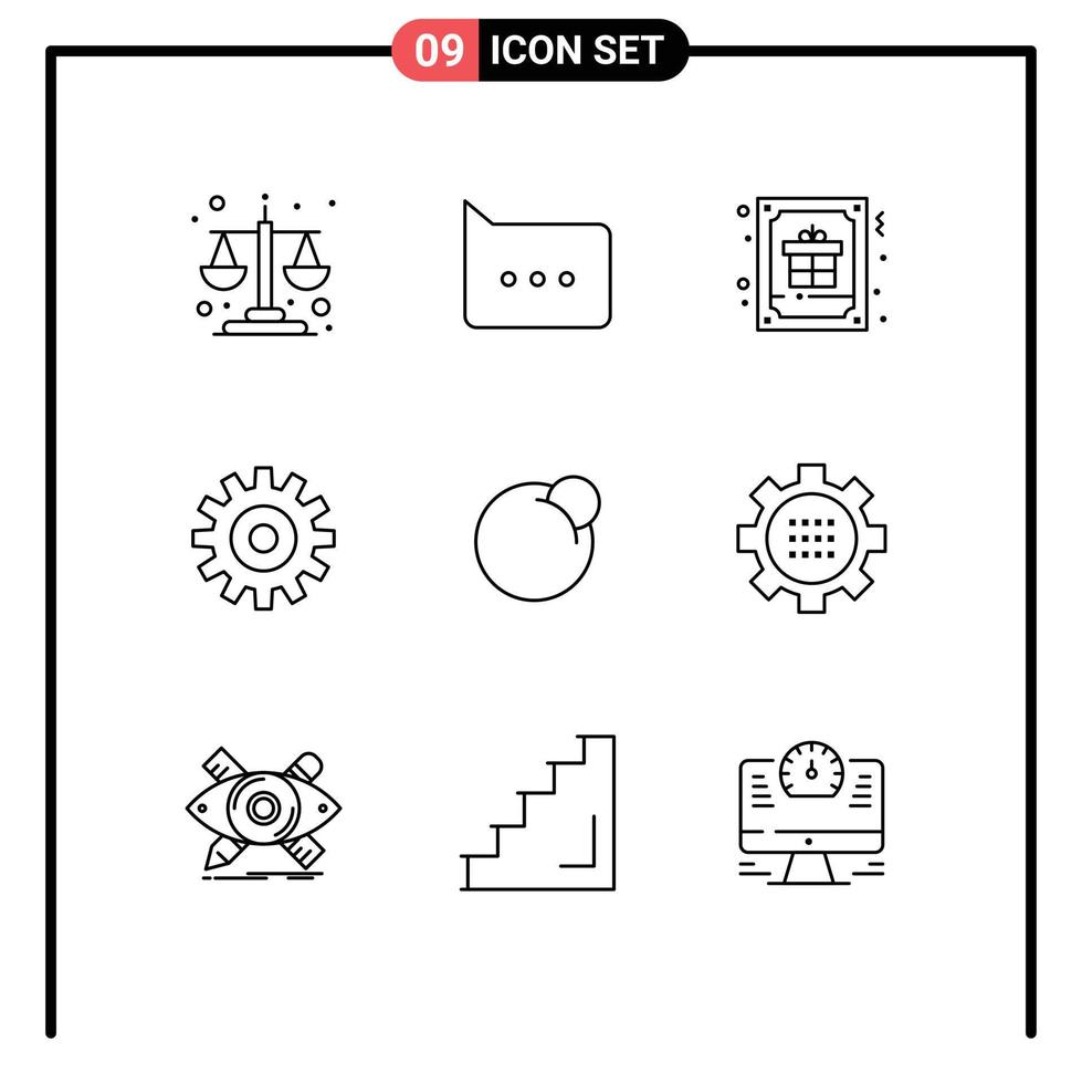 9 User Interface Outline Pack moderner Zeichen und Symbole von Coin Cogs Christmas Wheel Gear editierbare Vektordesign-Elemente vektor