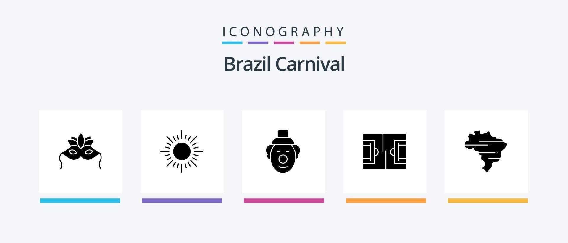 Brasilien Karneval Glyphe 5 Icon Pack inklusive Zirkus. Joker. Sonne. Feier. brasilianisch. kreatives Symboldesign vektor