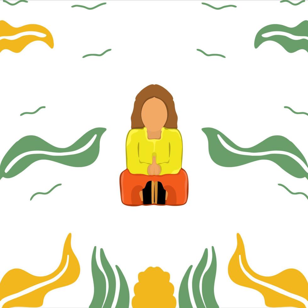 kvinna i meditation i platt design illustration vektor
