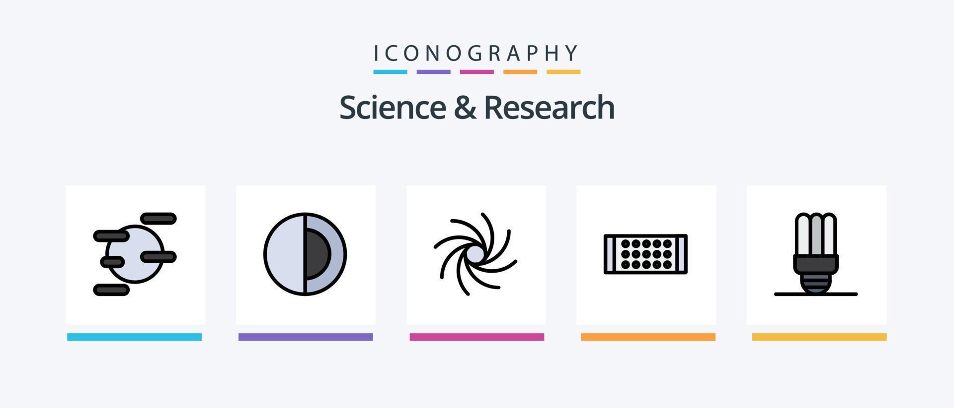 Wissenschaftslinie gefülltes 5-Icon-Paket, einschließlich . Streifen. Satellit. Mond. kreatives Symboldesign vektor