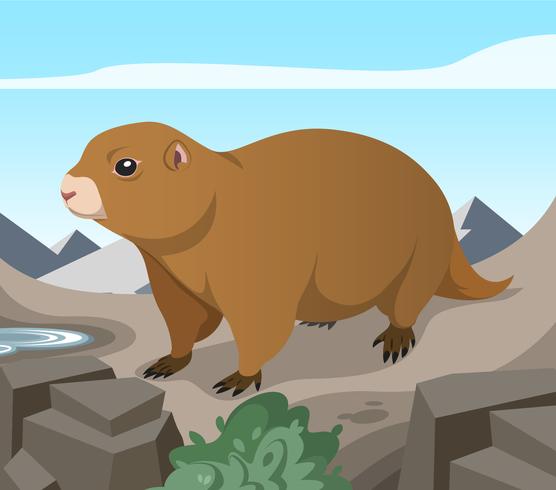 Gopher däggdjur i Mountain Vector Illustration