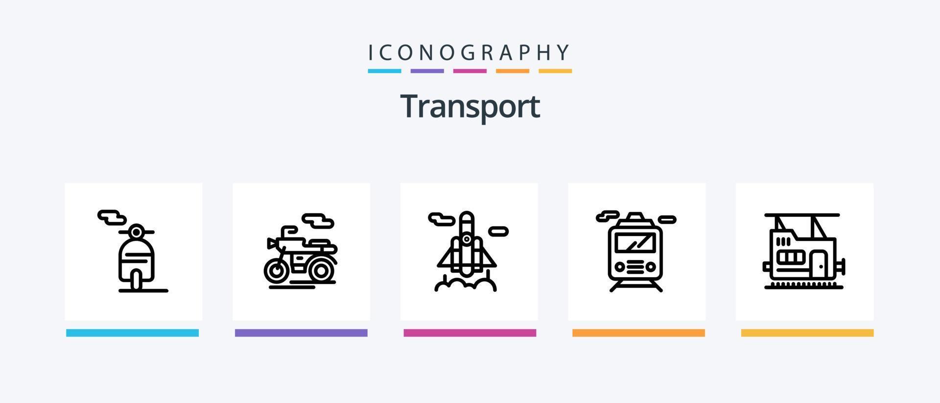 Transportlinie 5 Icon Pack inklusive . Fahrzeug. Wagen. Transport. Bus. kreatives Symboldesign vektor