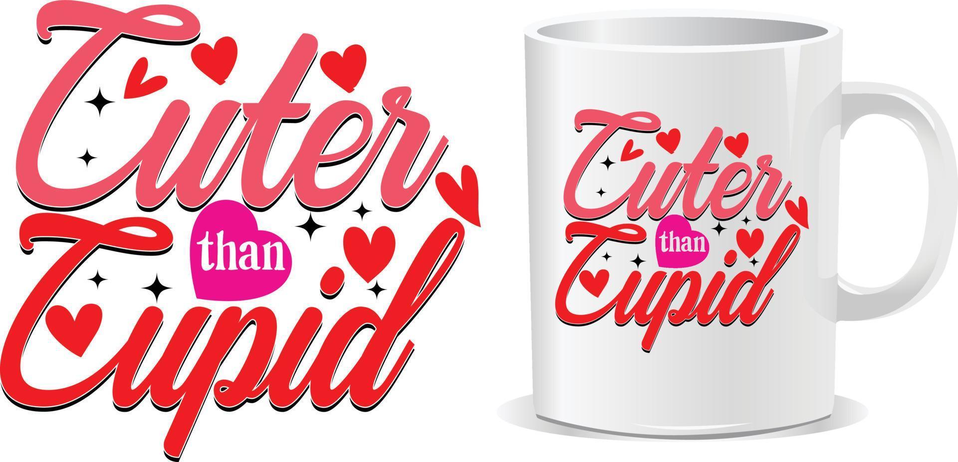 süßer als Amor Happy Valentinstag zitiert Becher Design Vektor