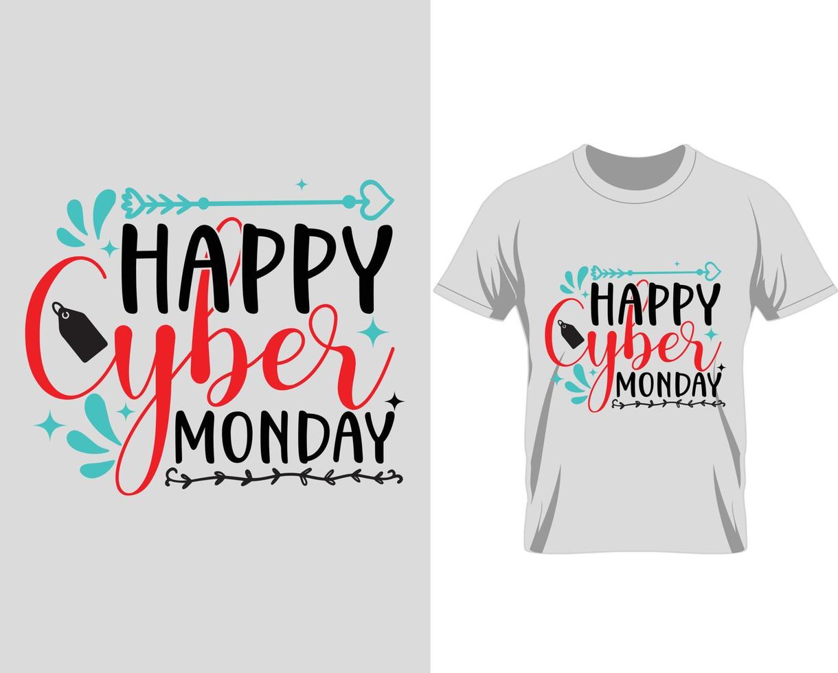 Happy Cyber Black Friday T-Shirt Designvektor vektor
