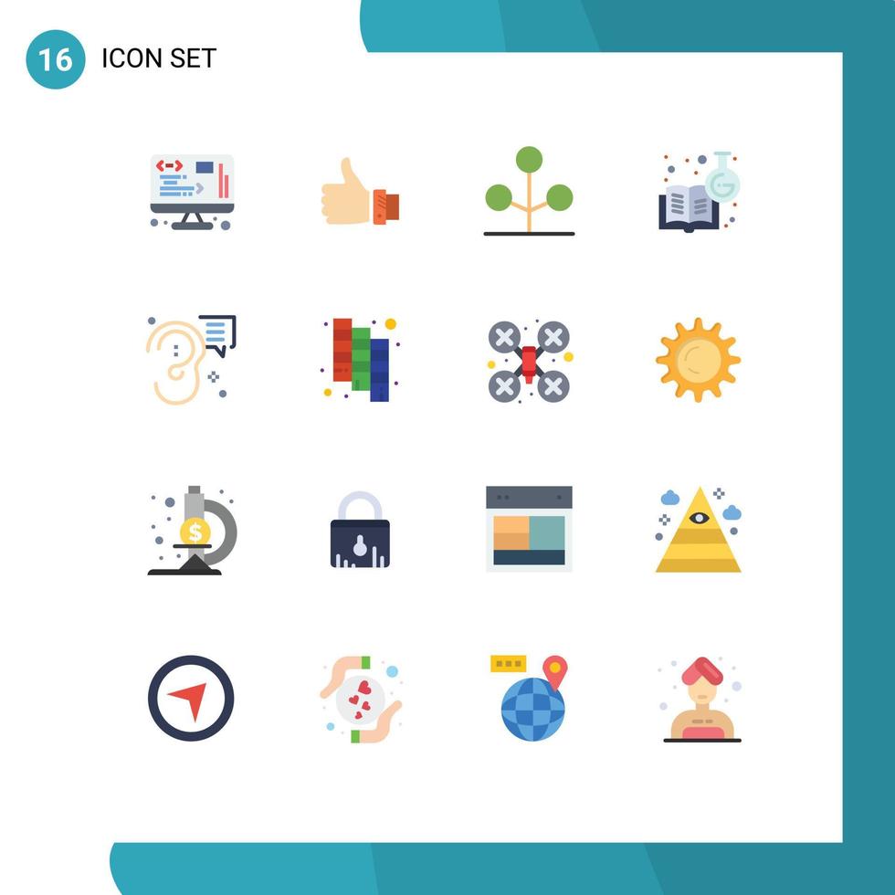 modern uppsättning av 16 platt färger pictograph av inlärning kemi kemi bok lösning kemisk kunskap natur redigerbar packa av kreativ vektor design element