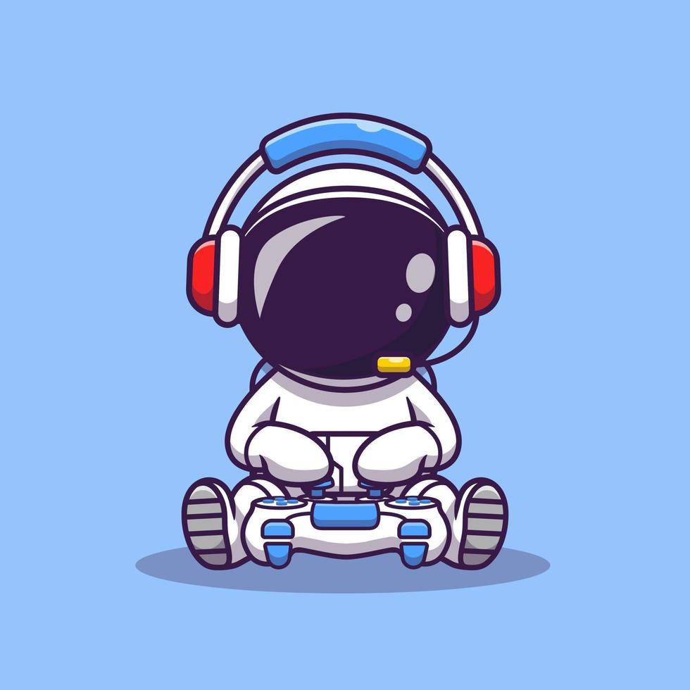 söt astronaut gaming tecknad serie vektor ikon illustration. vetenskap teknologi ikon begrepp isolerat premie vektor. platt tecknad serie stil