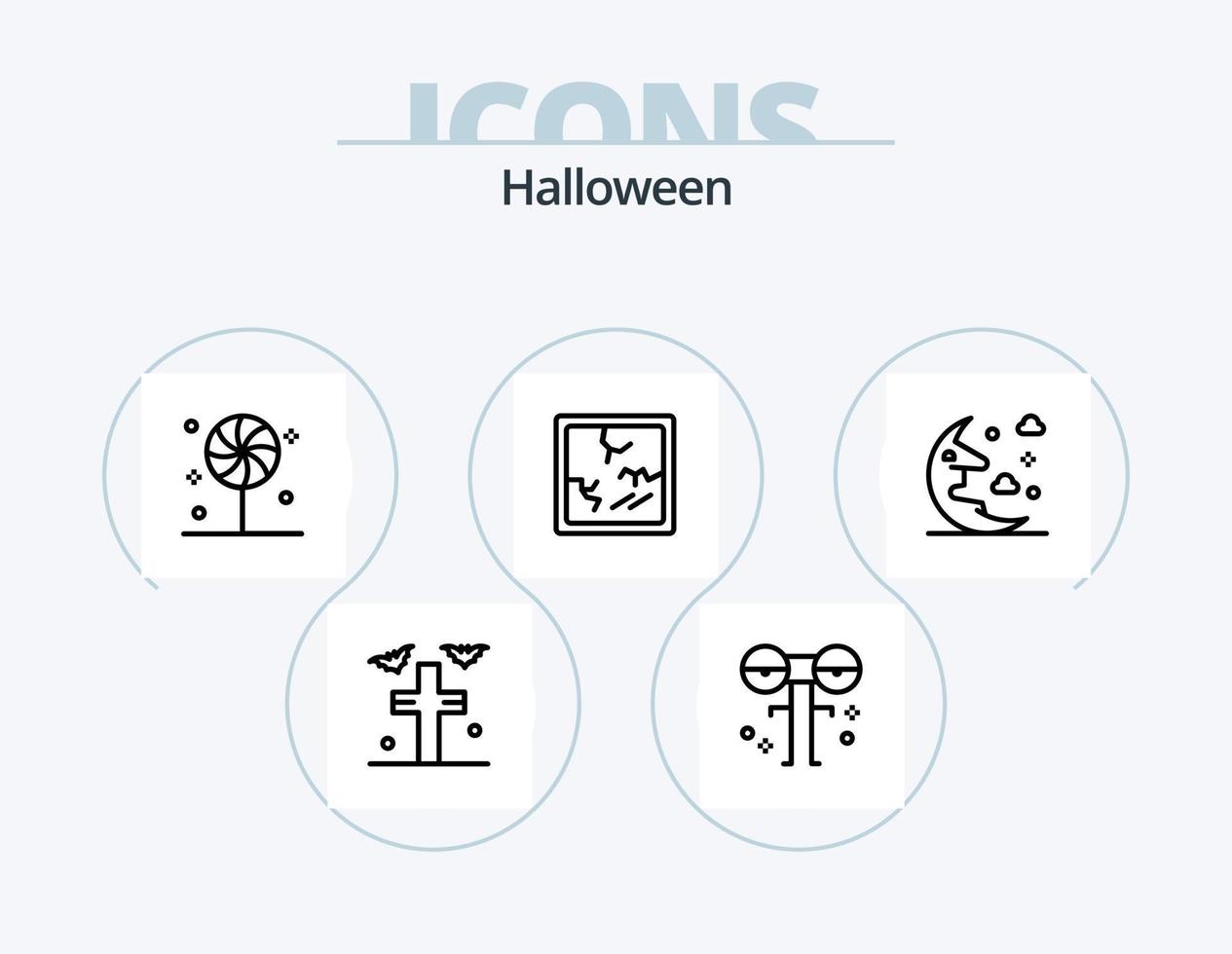 halloween linje ikon packa 5 ikon design. Skräck. pumpa. spöke. Skräck. fladdermöss vektor