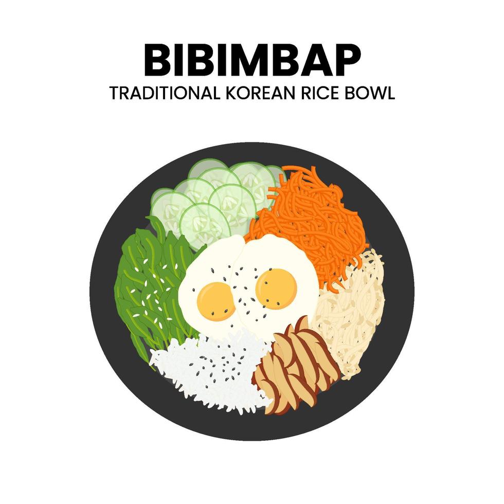 bibimbap asiatisk mat vektor illustration