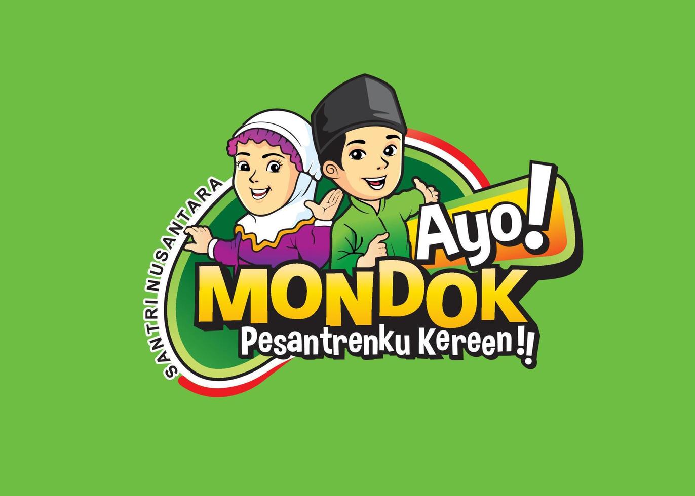 das logo-design mit dem titel ayo mondok ist für islamische internate und während des islamischen studiums vektor