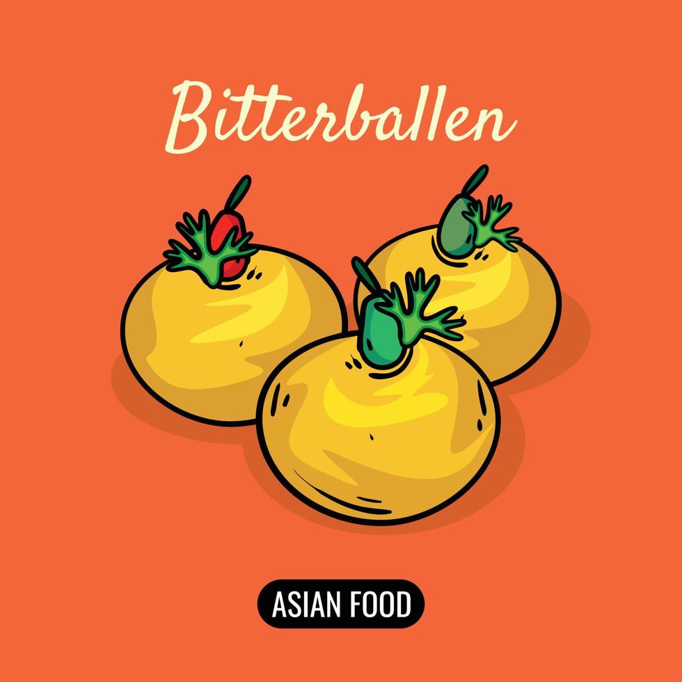 Bitterballen asiatisches Snack-Design mit verschiedenen Gemüsearomen vektor