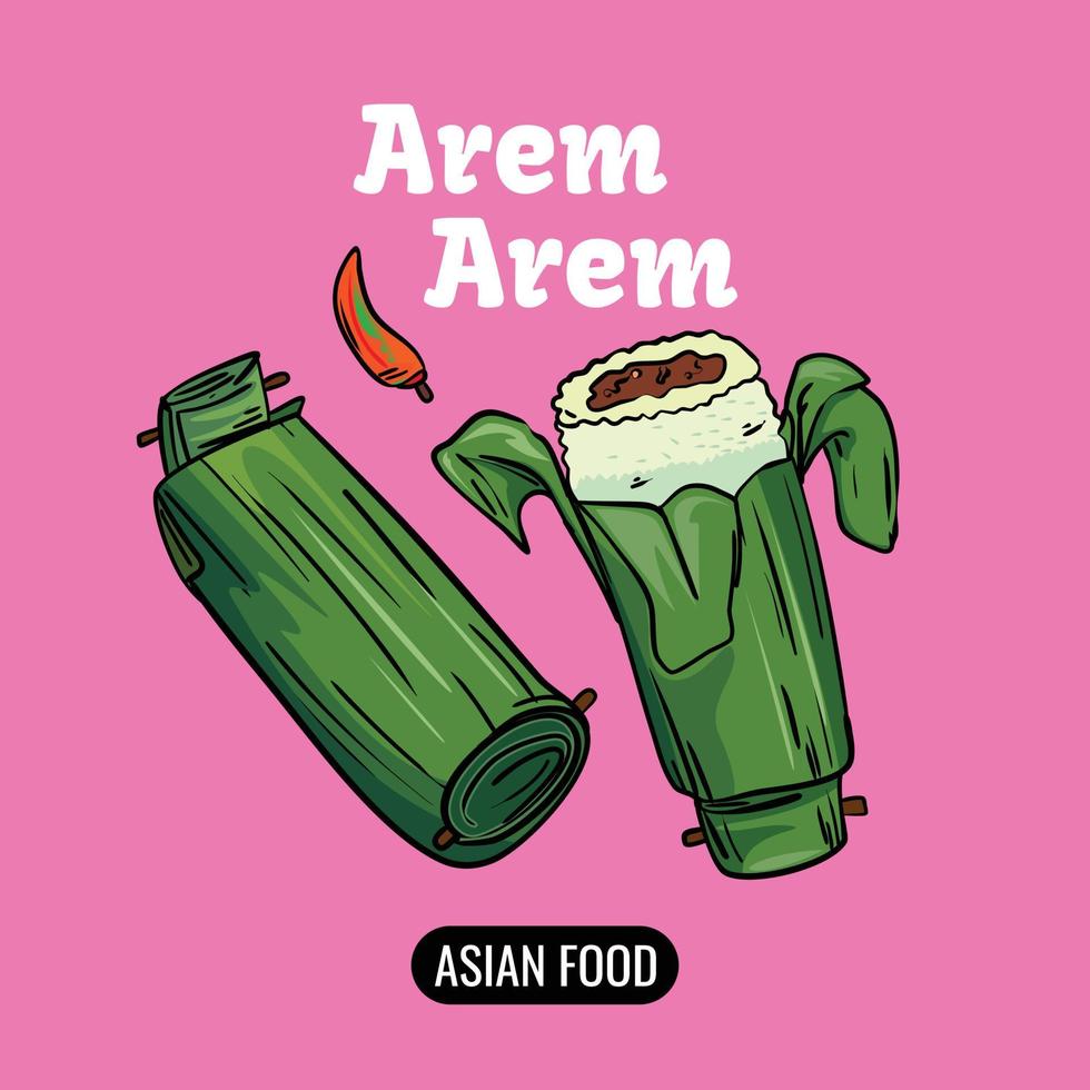 reis arem arem vektordesign, asiatischer snack vektor