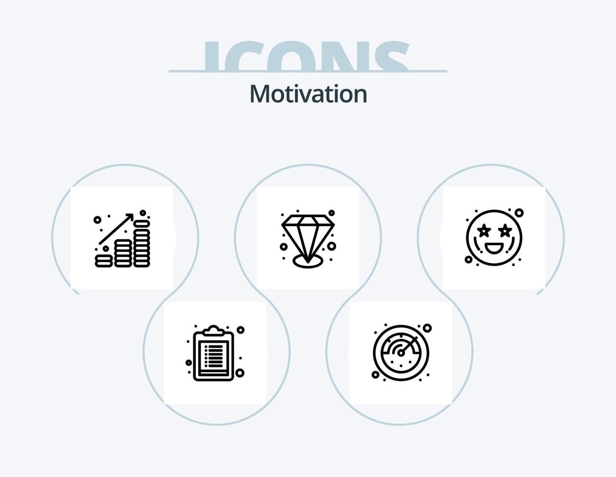 Motivationslinie Icon Pack 5 Icon Design. Aufgabe. OK. Glück. Kopieren. werthaltig vektor