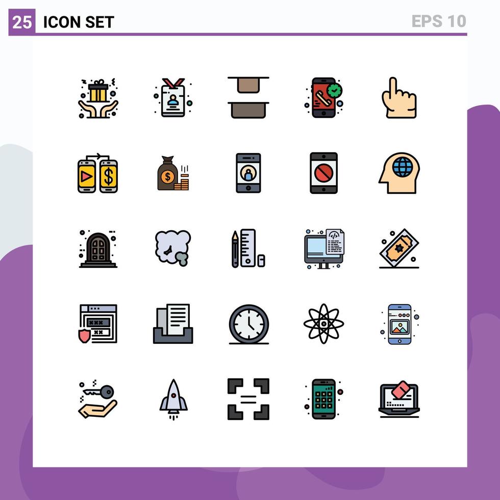 25 universelle, gefüllte Linienfarben für Web- und mobile Anwendungen, Fingerempfänger, Reporter, Telefonanruf, editierbare Vektordesign-Elemente vektor