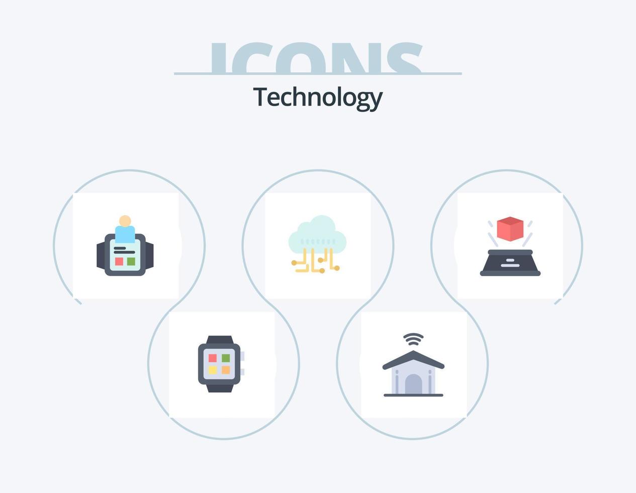 teknologi platt ikon packa 5 ikon design. låda. teknologi. teknologi. klara av. teknologi vektor