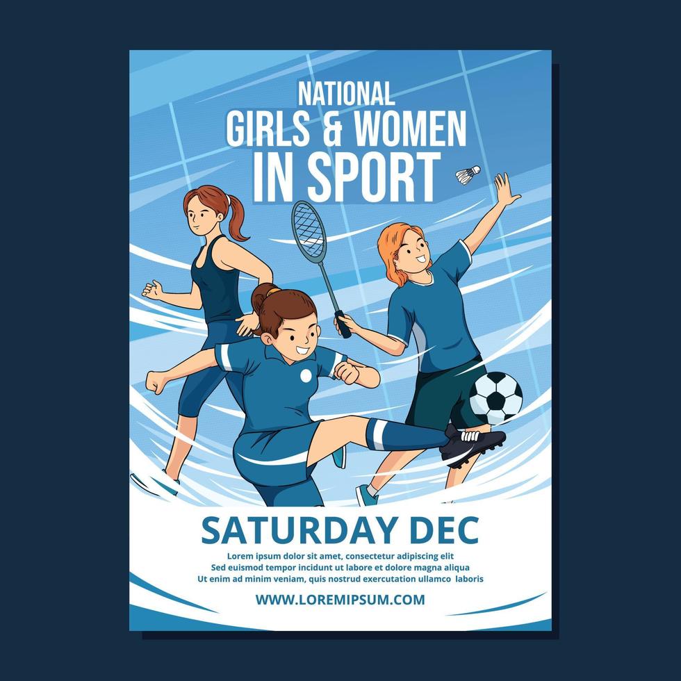 nationell flickans och kvinnor i sport affisch mall vektor