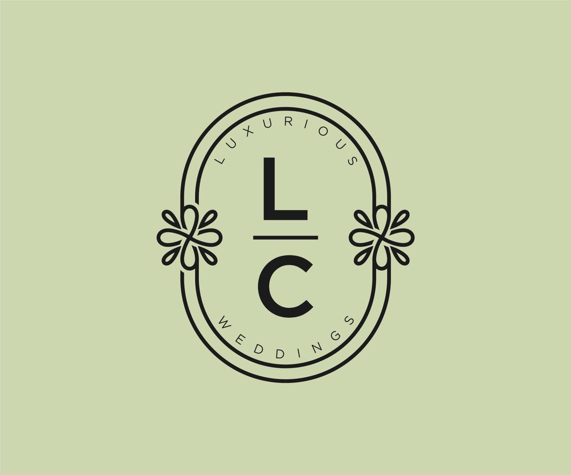 lc initialer brev bröllop monogram logotyper mall, hand dragen modern minimalistisk och blommig mallar för inbjudan kort, spara de datum, elegant identitet. vektor