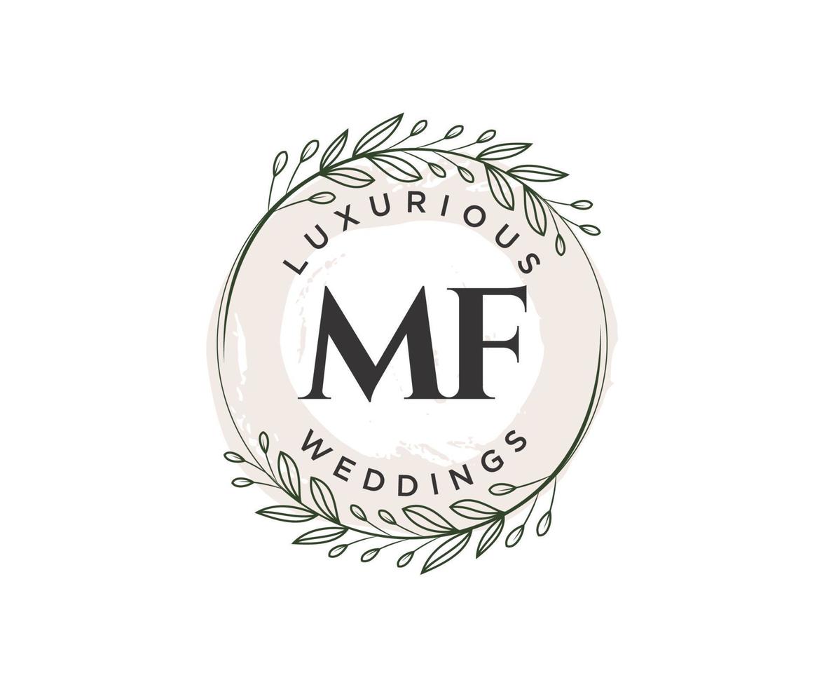 mf Initialen Brief Hochzeit Monogramm Logos Vorlage, handgezeichnete moderne minimalistische und florale Vorlagen für Einladungskarten, Datum speichern, elegante Identität. vektor