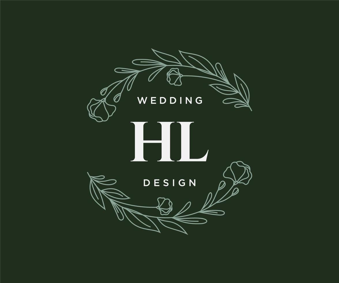 hl initialen brief hochzeit monogramm logos sammlung, handgezeichnete moderne minimalistische und florale vorlagen für einladungskarten, save the date, elegante identität für restaurant, boutique, café im vektor