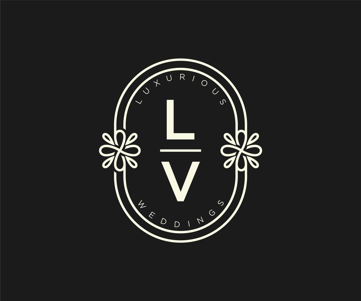 lv initialer brev bröllop monogram logotyper mall, hand dragen modern minimalistisk och blommig mallar för inbjudan kort, spara de datum, elegant identitet. vektor