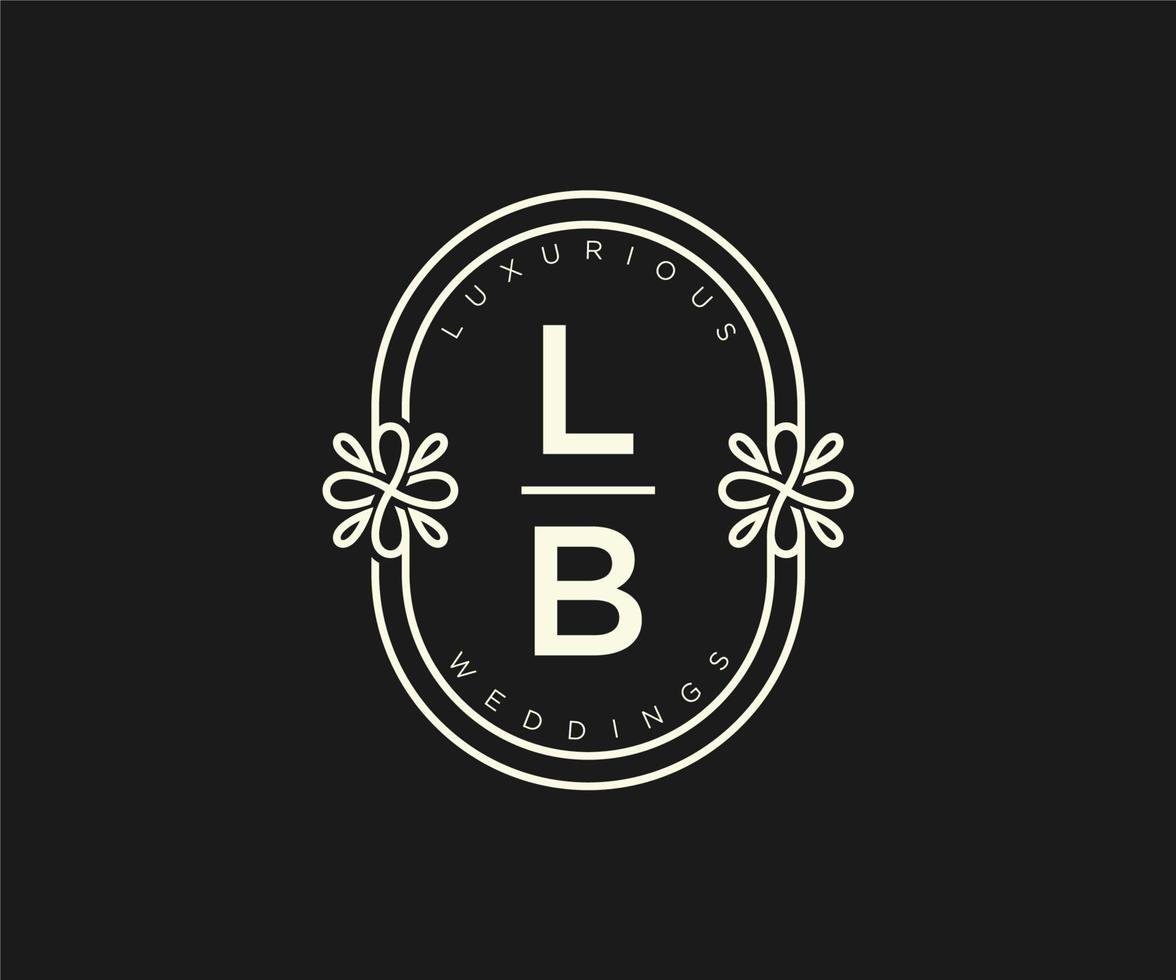 lb Initialen Brief Hochzeit Monogramm Logos Vorlage, handgezeichnete moderne minimalistische und florale Vorlagen für Einladungskarten, Datum speichern, elegante Identität. vektor