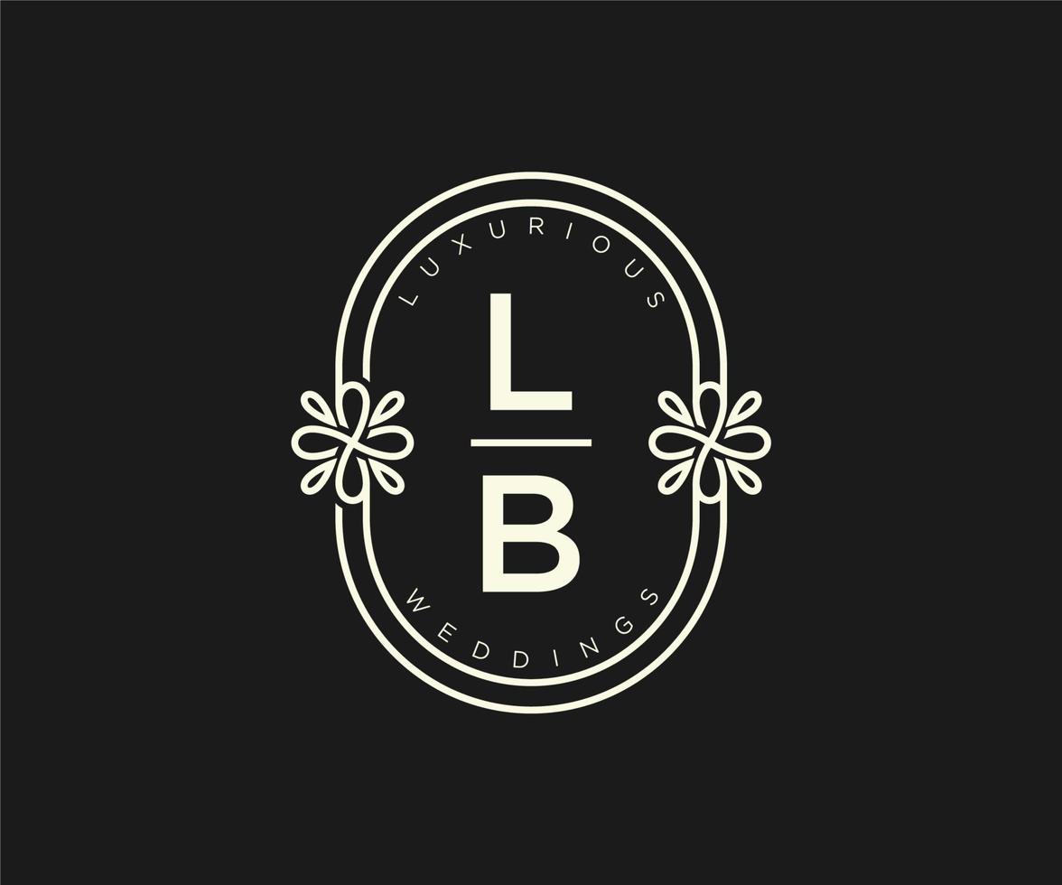 lb initialer brev bröllop monogram logotyper mall, hand dragen modern minimalistisk och blommig mallar för inbjudan kort, spara de datum, elegant identitet. vektor