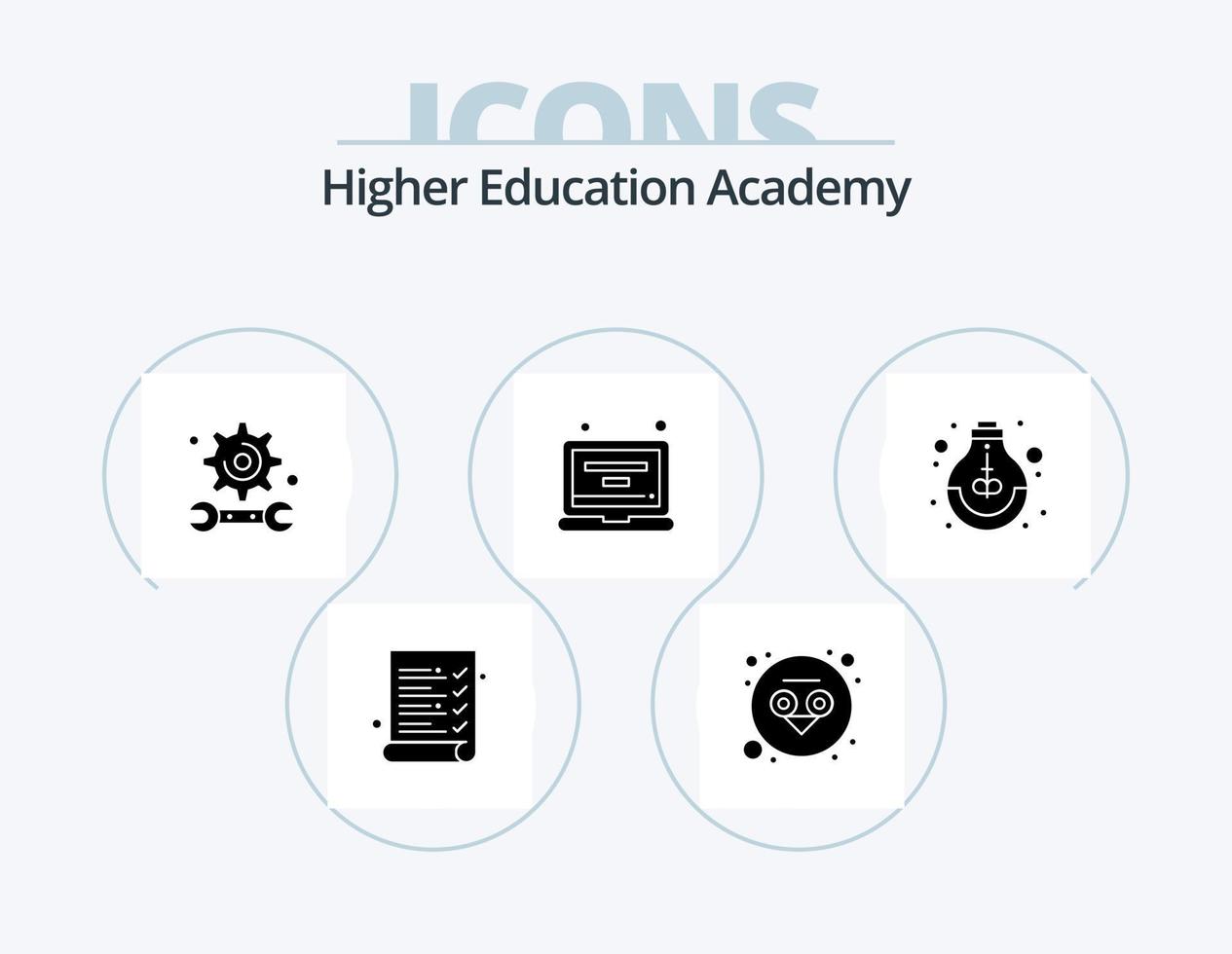 akademi glyf ikon packa 5 ikon design. skola. tillväxt. teknik. utbildning. bärbar dator vektor