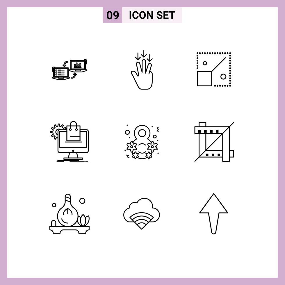 9 universell översikt tecken symboler av tjänster uppkopplad pil handla design redigerbar vektor design element