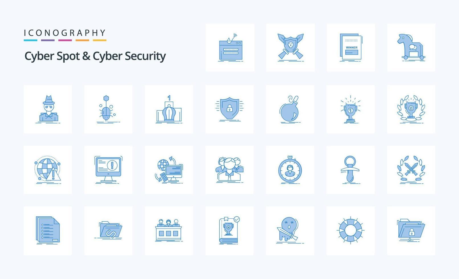 25 Cyber Spot und Cyber Security Blue Icon Pack vektor