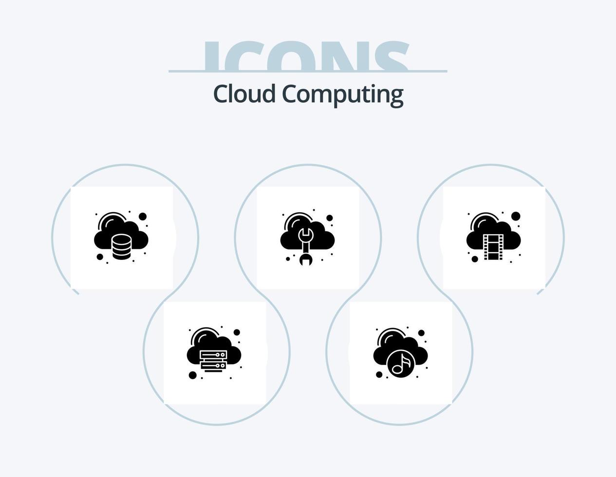 Cloud-Computing-Glyphen-Icon-Pack 5-Icon-Design. Film. Werkzeug. Wolke. Reparatur. Wolke vektor