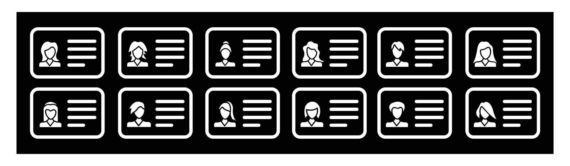 Id-Karten-Icon-Set, Führerschein-Identifikationskarten-Symbol, Identitätsvektor-Illustration auf dem Geschäftskonzept des Führerscheins vektor