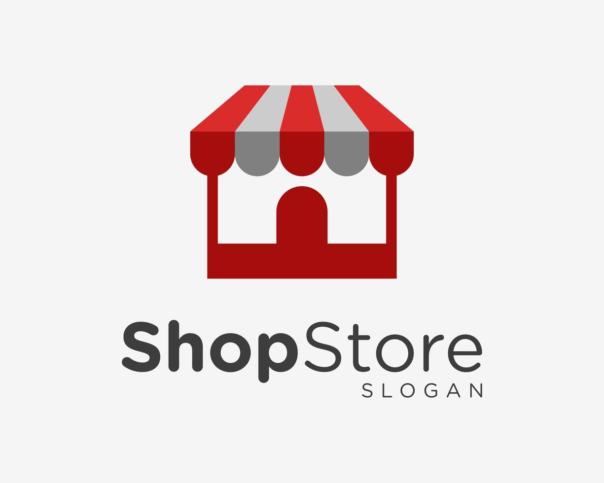 Shop Store Markt Einzelhandel Supermarkt Verkauf kaufen Lebensmittelgeschäft Schaufenster Stand Markise Vektor-Logo-Design vektor