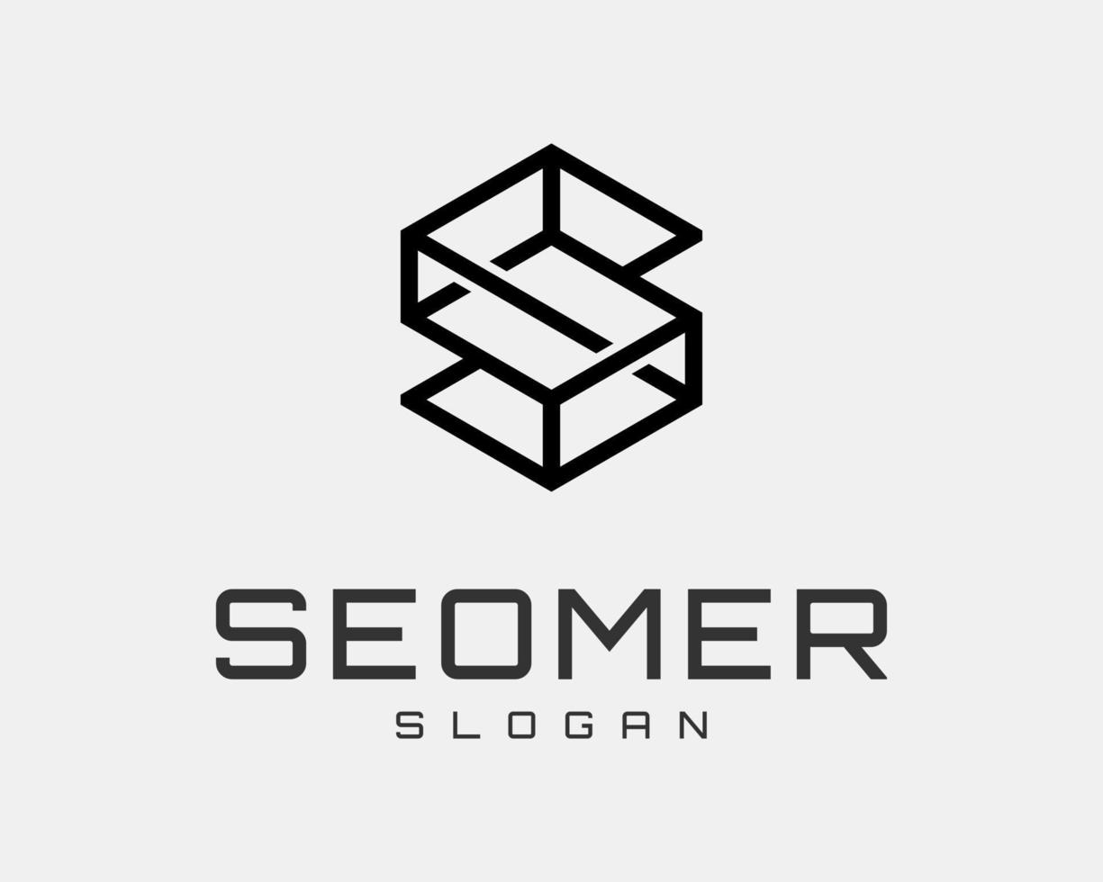 brev s sexhörning trådmodell perspektiv illusion geometri dimensionell linje linjär vektor logotyp design