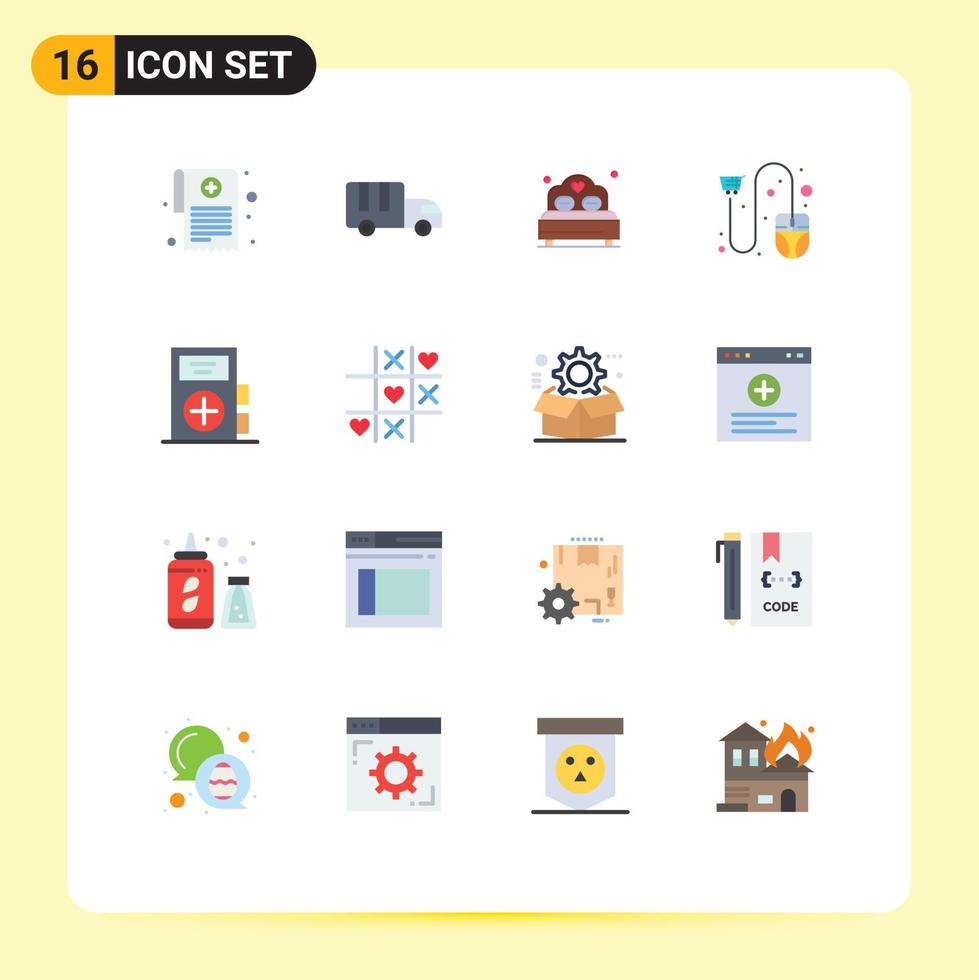 modern uppsättning av 16 platt färger och symboler sådan som sjukdom mus säng e-handel vagn redigerbar packa av kreativ vektor design element