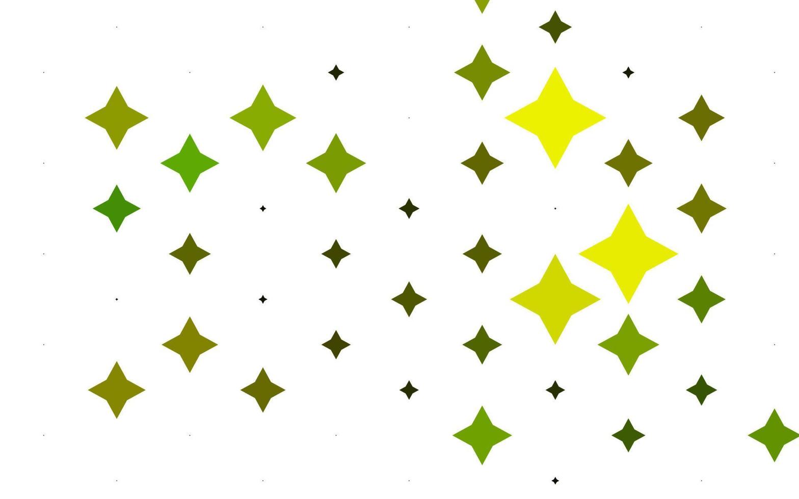 hellgrüner, gelber Vektorhintergrund mit farbigen Sternen. vektor
