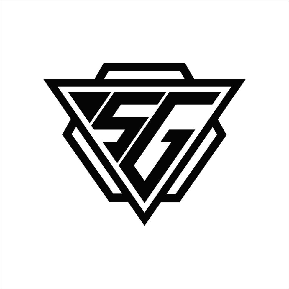 sg logotyp monogram med triangel och sexhörning mall vektor