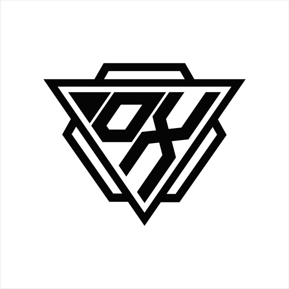 dx logotyp monogram med triangel och sexhörning mall vektor