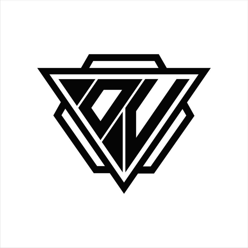 ov logotyp monogram med triangel och sexhörning mall vektor