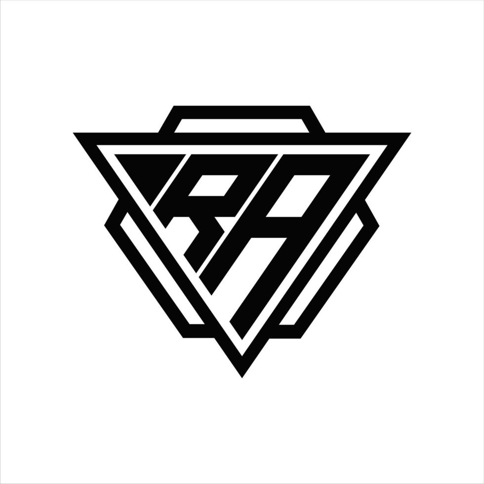 ra-logo-monogramm mit dreieck- und sechseckschablone vektor