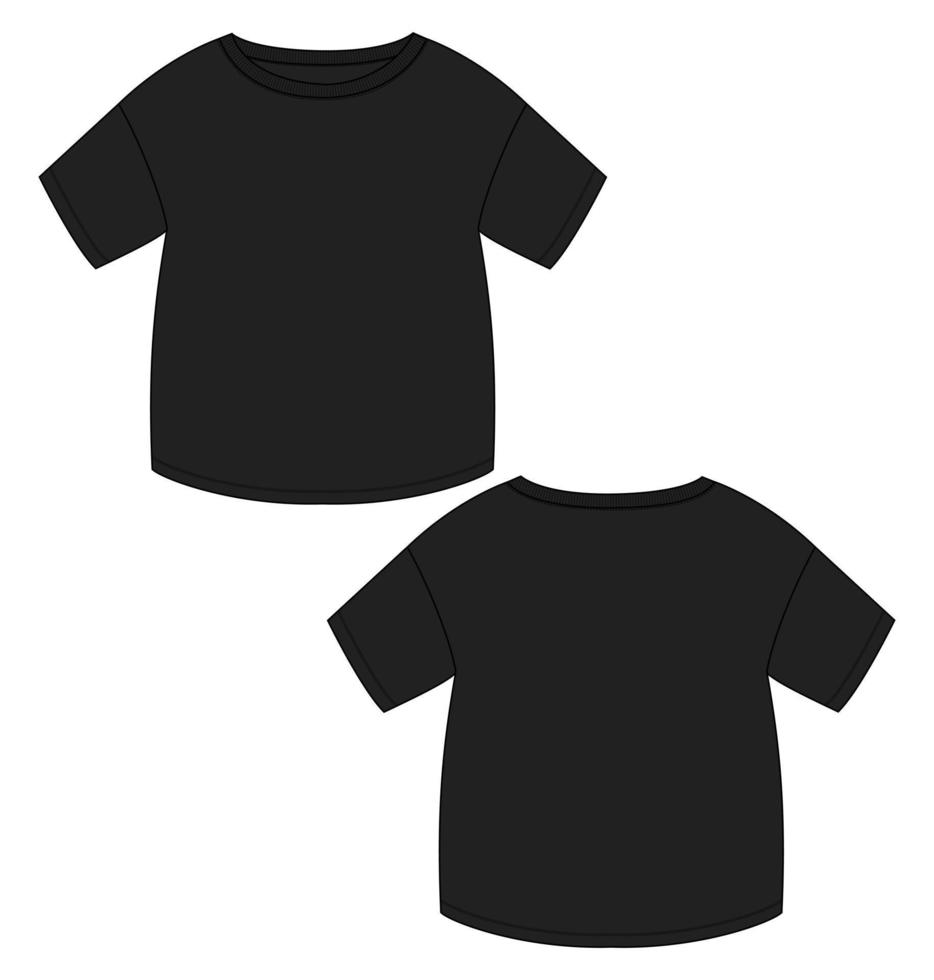 kort ärm t- skjorta blast teknisk mode platt skiss vektor illustration mall för ungar.