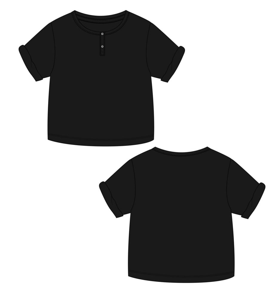 Kurzarm-T-Shirt übersteigt technische Mode flache Skizzenvektor-Illustrationsschablone für Kinder vektor