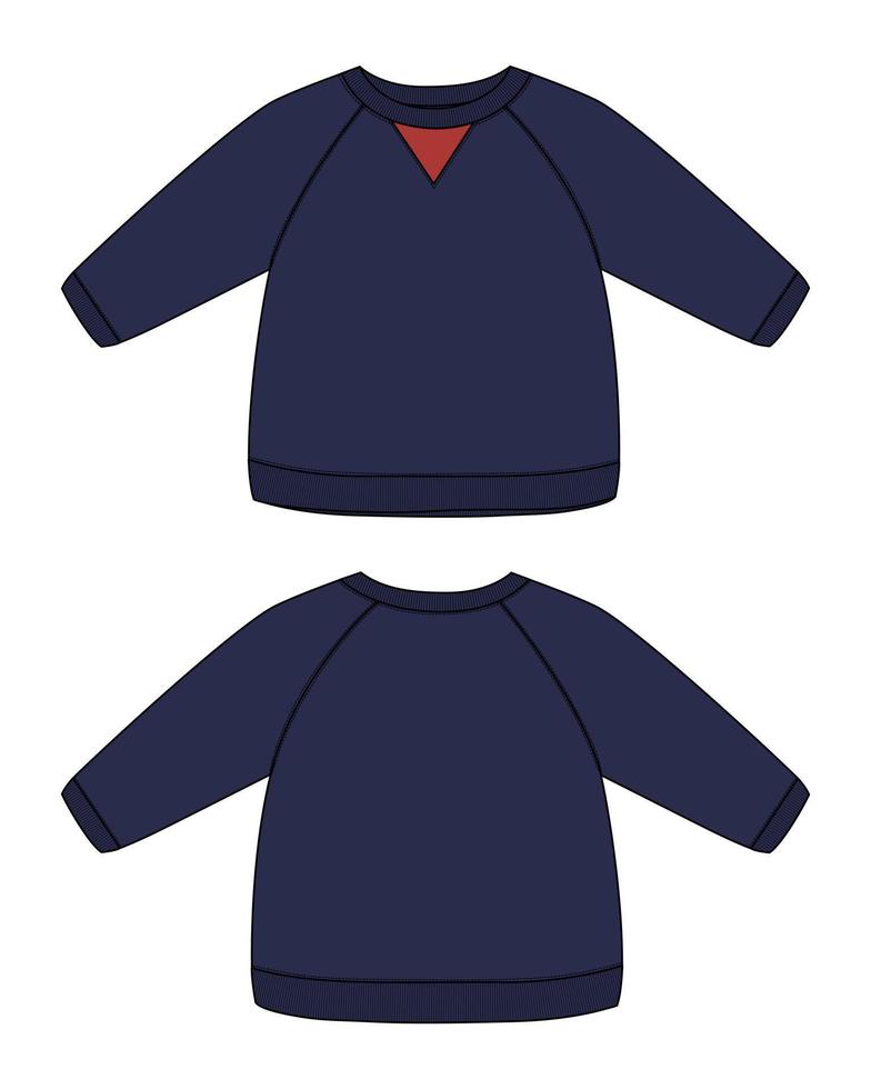 Langarm-Sweatshirt technische Mode flache Skizze Vektor Illustration Vorlage für Kinder