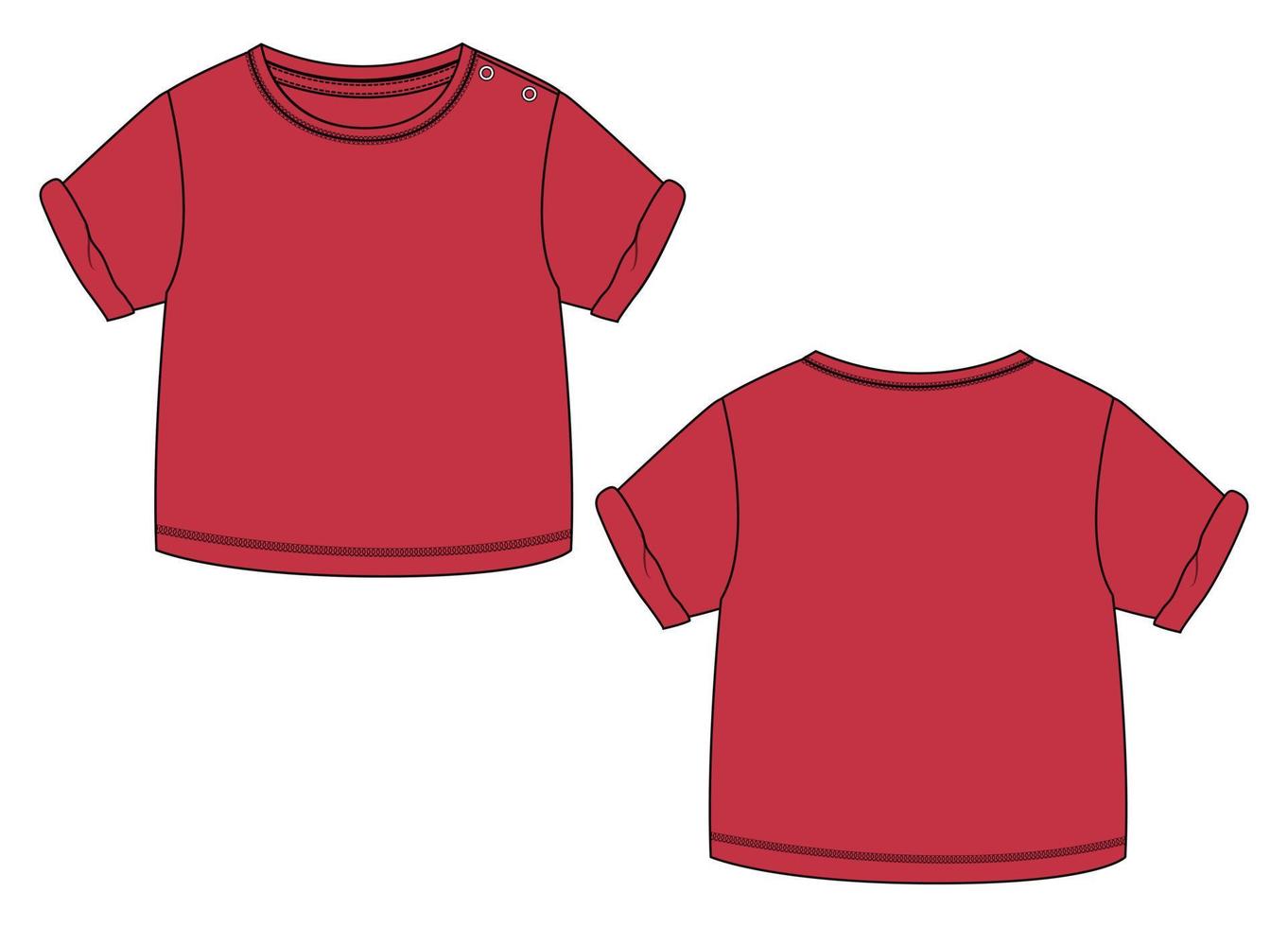 kort ärm t-shirt blast teknisk mode platt skiss vektor illustration mall för barn