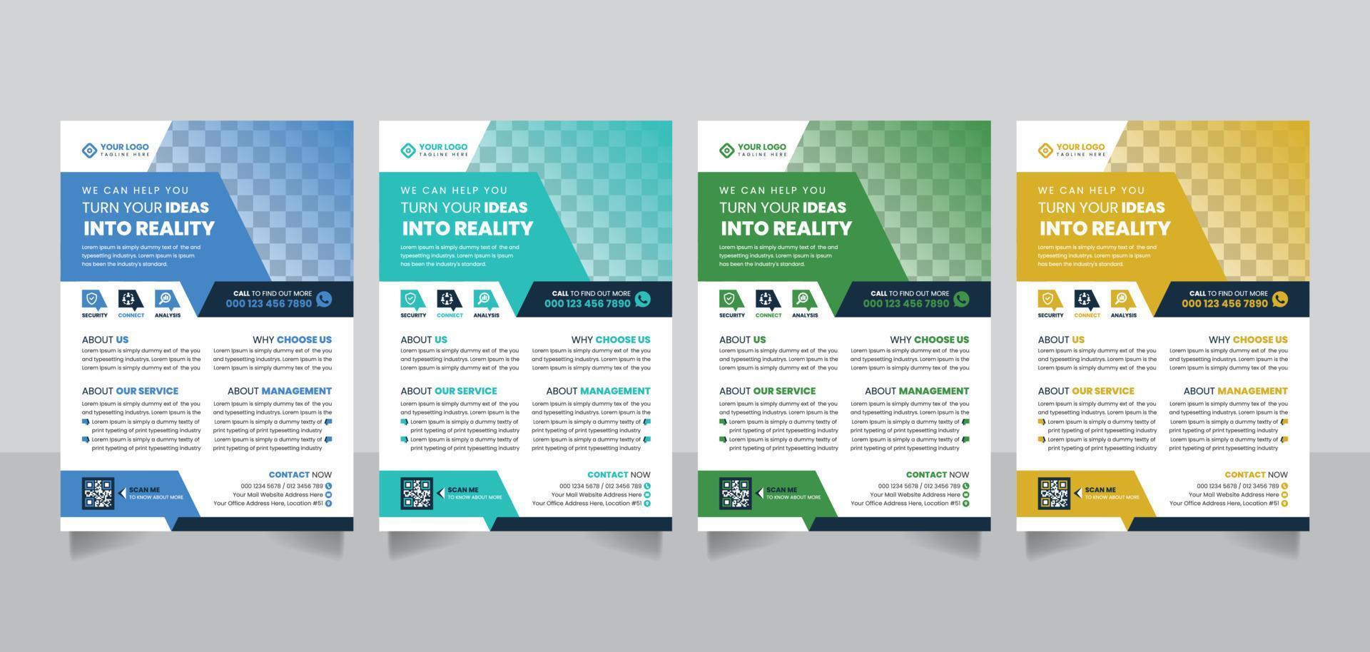 moderne a4-format-corporate-business-poster-broschüren-banner-flyer-design-vorlage mit farbüberprüfungsvektor vektor