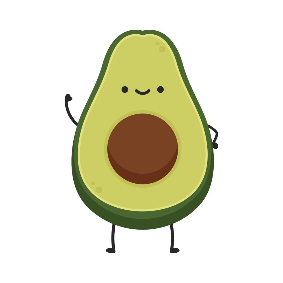Avocado-Charakterdesign. Avocado auf weißem Hintergrund. vektor