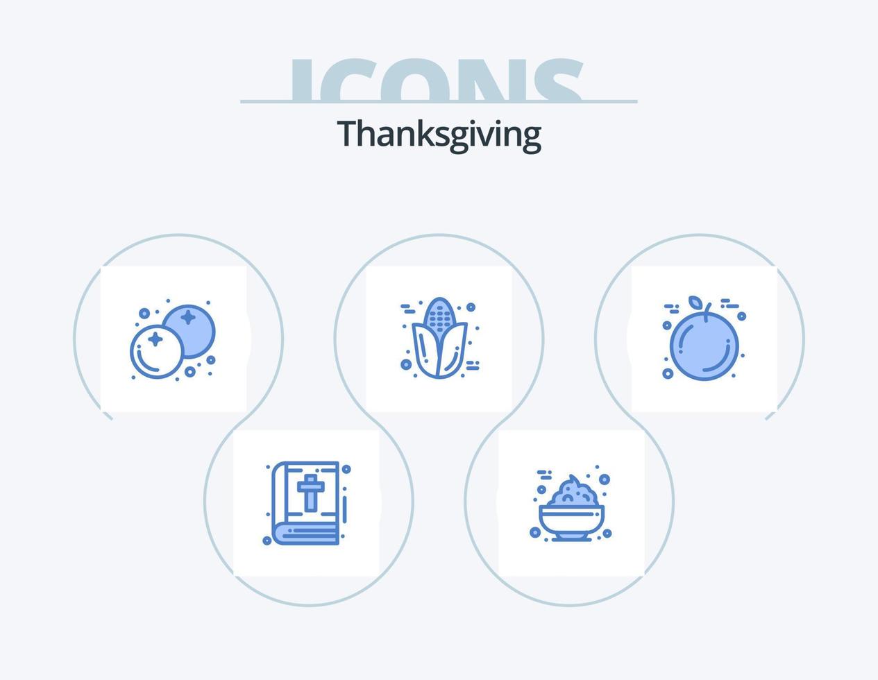 tacksägelse blå ikon packa 5 ikon design. tacksägelse. frukt. tranbär. tacksägelse. majskolv vektor