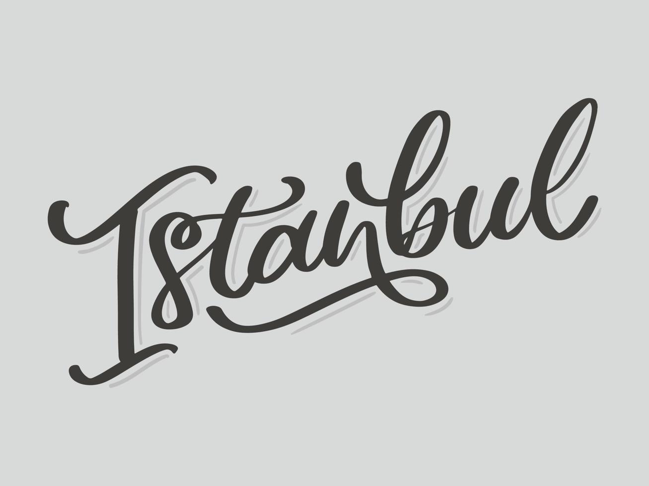 istanbul. hand bokstäver. vektor logotyp för istanbul i svart färg med måsar på vit bakgrund. souvenirprodukter, banneremblem, reseblogg sociala medier, broschyr, flyer. digital illustration.