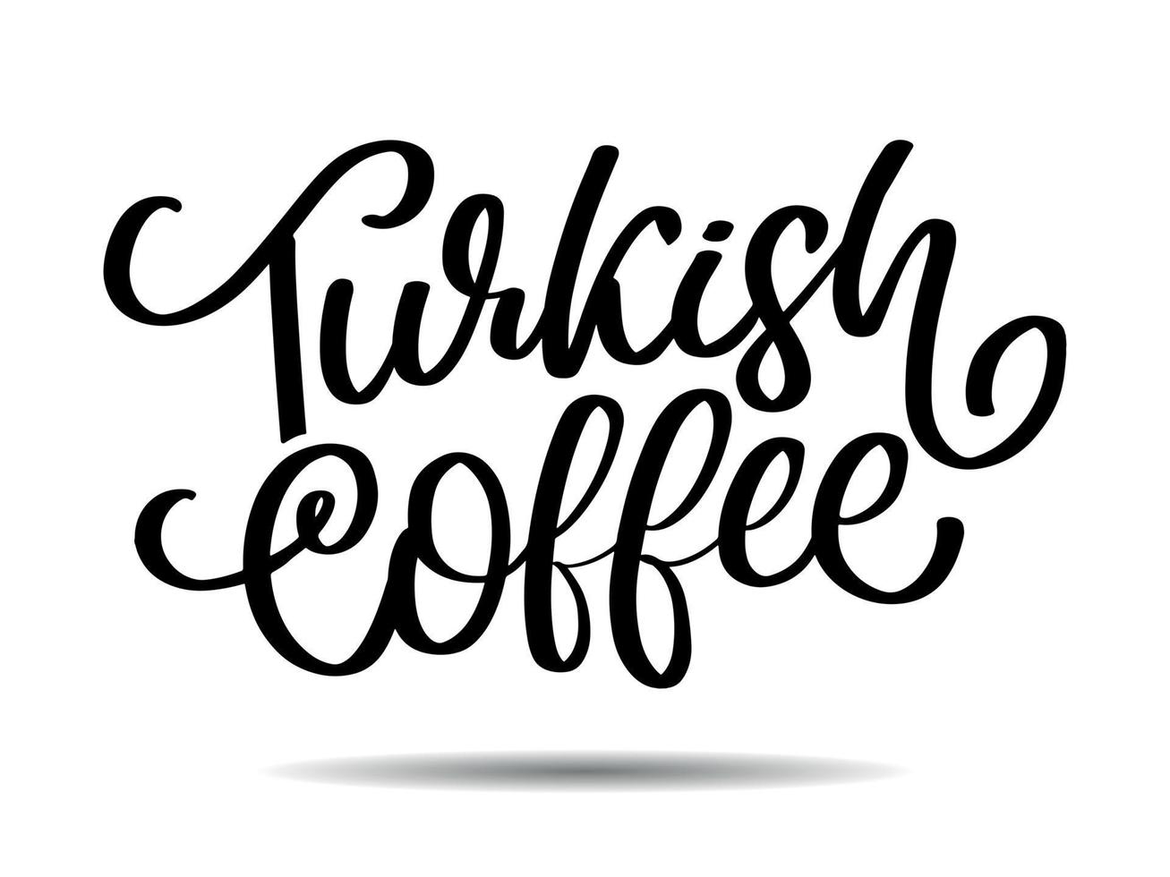 türkisches kaffeebuchstabe-vektorlogo, typografie, zeichen in schwarzweiss. werbeplakat oder vorlagendesign. modernes beschriftungslogo, kaffeeschild. Design-Elemente. Vektor-Illustration. vektor